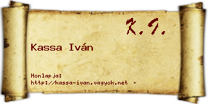 Kassa Iván névjegykártya