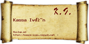 Kassa Iván névjegykártya